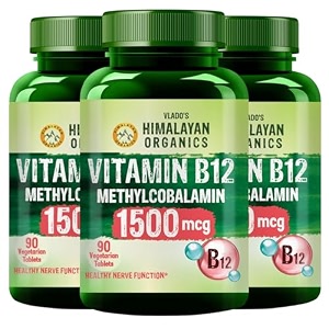 vlado39s himalayan organics methylcobalamin vitamin b12 1500mcg supplement for men amp women - 270 veg tablets pack of 3