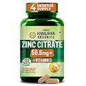 Vlado’s Himalayan Organics Zinc Citrate with Vitamin C | Zinc Supplements for Men & women with 100% RDA Zinc | Immunity & Cellular Health Support - Support Healthy Immune Function | Improve Iron Absorption | Antioxida