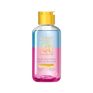 vlcc clinic deep nourishing make up remover - 125ml  biphasic makeup remover  removes up to 6 layers of makeup  hydrating makeup remover  removes water insoluble makeup