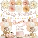 Vlipoeasn Beige Pink Birthday Party Decorations Women Girls