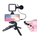 Vlogging kit, Phone Video Kit Accessories Phone Tripod, Phone Mount, LED Light and Cellphone Shotgun Microphone for Phone Video Recording for YouTube, Vlog