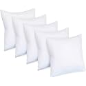 12x12 Inch Square Pillow Set of 5, Premium Cotton Fill, Small Size Soft Cushion Filler for Sofa - Plain White