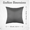 22x22 Inch Square Pillow Pack of 2, Premium Cotton Filling, Large Size Soft Cushion Filler for Sofa - Plain Grey
