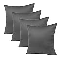 14x14 Inch Square Pillow Pack of 4, Premium Cotton Filling, Small Size Soft Cushion Filler for Sofa - Plain Grey