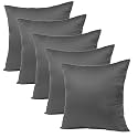 14x14 Inch Square Pillow Pack of 5, Premium Cotton Filling, Small Size Soft Cushion Filler for Sofa - Plain Grey