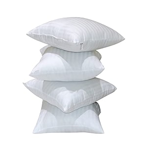 14x14 inch square pillow set of 4 premium cotton fill small size soft cushion filler for sofa - white