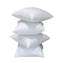 14x14 Inch Square Pillow Set of 4, Premium Cotton Fill, Small Size Soft Cushion Filler for Sofa - White