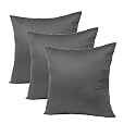 16x16 Inch Square Pillow Pack of 3, Premium Cotton Filling, Medium Size Soft Cushion Filler for Sofa - Plain Grey