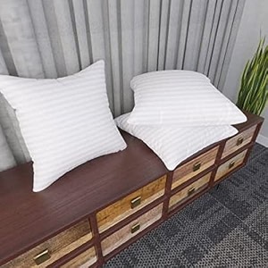 16x16 inch square pillow set of 3 premium cotton fill medium size soft cushion filler for sofa - white