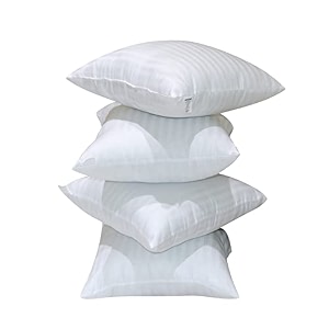 16x16 inch square pillow set of 4 premium cotton fill medium size soft cushion filler for sofa - white