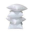 16x16 Inch Square Pillow Set of 4, Premium Cotton Fill, Medium Size Soft Cushion Filler for Sofa - White