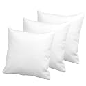 18x18 Inch Square Pillow Set of 3, Premium Cotton Fill, Medium Size Soft Cushion Filler for Sofa - Plain White