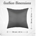 20x20 Inch Square Pillow Pack of 2, Premium Cotton Filling, Large Size Soft Cushion Filler for Sofa - Plain Grey