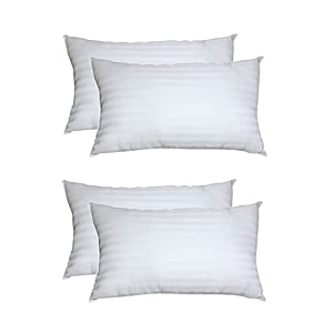 rectangular 12x20 inches cushion set of 4 cotton fiber fill hotel quality premium fibre soft cushion lumbar pillow filler - white