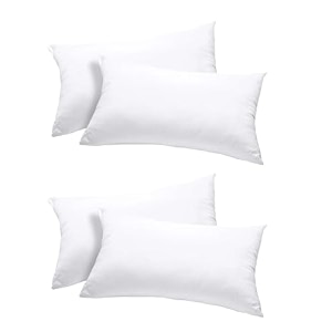 rectangular 12x20 inches cushion set of 4 cotton fiber fill hotel quality premium fibre soft cushion lumbar pillow filler - plain white