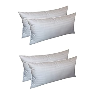 rectangular 12x24 inches cushion set of 4 cotton fiber fill hotel quality premium fibre soft cushion lumbar pillow filler - white