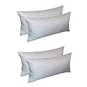 Rectangular 12x24 Inches Cushion, Set of 4, Cotton Fiber Fill Hotel Quality Premium Fibre Soft Cushion, Lumbar Pillow Filler - White