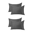 Rectangular 14x20 Inches Cushion, Pack of 4, Cotton Fiber Filling Hotel Quality Premium Fibre Soft Cushion, Lumbar Pillow Filler - Plain Grey