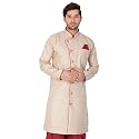 VM Men's Beige Cotton Blend Sherwani Only Top_VMMSW124_36