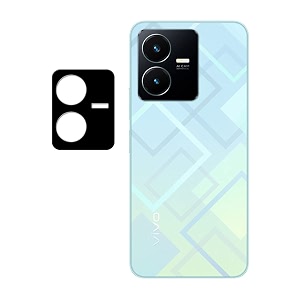 compatible with black back camera lens protector tempered glass - full camera coverage with easy installation kit vivo y22 camera lens