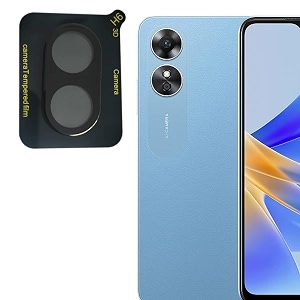 compatible with black back camera lens protector tempered glass - full camera coverage with easy installation kit oppo a17 1 count