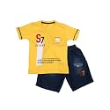 VMart Boys Printed Knit-Denim Round Neck Baba Suit