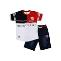 V MART Boys Printed Knit-Denim Round Neck Baba Suit