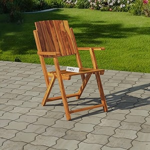 vmdj folding chair - solid sheesham wood made portable foldable indoor chairs 1 brwon color