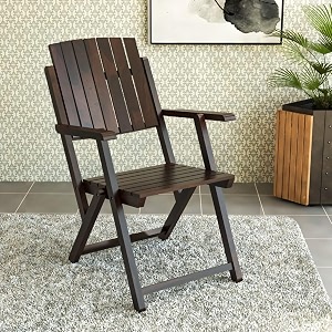 vmdj folding chair - solid sheesham wood made portable foldable indoor chairs 1 walnut color