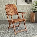 VMDJ Folding Chair - Solid Sheesham Wood Made Portable Foldable Indoor Chairs (4, Brwon Color)