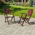 VMDJ Folding Chair - Solid Sheesham Wood Made Portable Foldable Indoor Chairs (2, Coffee Color)