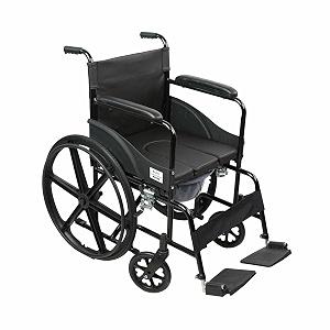 vms careline deluxe mag u cut seat foldable commode wheelchair for patients amp elderly  2-in-1 portable wheelchair with toilet seat  heavy duty folding wheel chair with safety belt rear brakes amp removable pot  mobility aid for old age amp disabled users