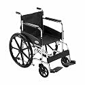 VMS Careline Pneumatic Regular Foldable Stainless Steel Wheelchair with Safety Belt (Black)