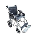 VMS Careline Tour Premium Imported Ultra Lightweight Transporter Wheelchair for Adults up to 100kg | Solid Wheels, Chrome Steel Frame, Leatherette Seat &amp; Seat Belt | Detachable Armrests, Dual Brakes, Foldable Design