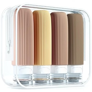 vn care silicone travel bottles for toiletries pack 4 shampoo bottle set toiletry bottles containers small leakproof mini essentials -90ml multicolour