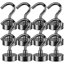 VNDUEEY Magnetic Hooks, 25Lbs Strong Magnet Hooks for Hanging, Magnetic Cruise Hook Heavy Duty, Magnets with Hooks for Refrigerator, Grill, Kitchen, Office and Garage (Black, 60 Pack)