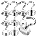 VNDUEEY Magnetic Hooks, 25Lbs Strong Magnet Hooks for Hanging, Magnetic Cruise Hook Heavy Duty, Magnets with Hooks for Refrigerator, Grill, Kitchen, Office and Garage (Silver, 30 Pack)