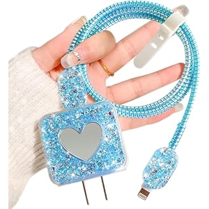 cartoon 3d design protective case for 18w 20w iphone 14 13 12 11 pro max fast charging cable adapter charger cute cartoon lightning data cable case for iphone charger blue heart