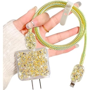 cartoon 3d design protective case for 18w 20w iphone 14 13 12 11 pro max fast charging cable adapter charger cute cartoon lightning data cable case for iphone charger yellow shimmer