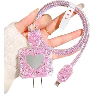 cartoon 3d design protective case for 18w 20w iphone 14 13 12 11 pro max fast charging cable adapter charger cute cartoon lightning data cable case for iphone charger pink heart