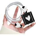 Cartoon 3D Design Protective Case for 18W 20W iPhone 14 13 12 11 Pro Max Fast Charging Cable Adapter Charger, Cute Cartoon Lightning Data Cable Case for iPhone Charger Black Heart
