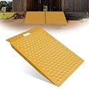 VNN 36" x 24" Shed Ramp for Riding Mower - 750 LB Capacity Shed Ramps, Anti-Slip Punch Plate Ramp for ATV, Motorcycles, Garages & Barns (1PC, Yellow, Alloy)