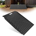 VNN 36" x 24" Shed Ramp for Riding Mower - 750 LB Capacity Shed Ramps, Anti-Slip Punch Plate Ramp for ATV, Motorcycles, Garages & Barns (1PC, Velvet Black, Alloy)