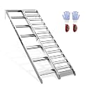 VNN Aluminum Motorcycle Ramp with Walking Step - 82" Foldable Ramp for Pickup Trucks, 4-Fold Dirt Bike Ramp for E-Bikes, 1100 LBS Capacity, Portable Loading Equipment, Slivery, 1PC