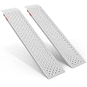 VNN Aluminum Shed Ramp 2PC - 5' Long Loading Ramp for Riding Mower, Lightweight Sturdy Anti-Slip Ramps with Punch Plate Surface, 1000 lbs Capacity for Lawn Mowers, ATV, Motorcycle - 8.8" Wide, Slivery