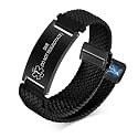VNOX Medical Alert Id Bracelet for Men Women, Custom Engraving Elastic Braided Stretchy Loop Emergency Survival Medic Bracelets Wristband Loop Band with Removeable Tag