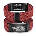 VNOX Medical Alert Id Bracelet for Men Women, Custom Engraving Elastic Braided Stretchy Loop Emergency Survival Medic Bracelets Wristband Loop Band with Removeable Tag