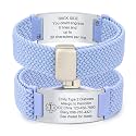 VNOX Medical Alert Id Bracelet for Men Women, Custom Engraving Elastic Braided Stretchy Loop Emergency Survival Medic Bracelets Wristband Loop Band with Removeable Tag