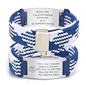 VNOX Medical Alert Id Bracelet for Men Women, Custom Engraving Elastic Braided Stretchy Loop Emergency Survival Medic Bracelets Wristband Loop Band with Removeable Tag