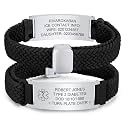 VNOX Medical Alert Id Bracelet for Men Women, Custom Engraving Elastic Braided Stretchy Loop Emergency Survival Medic Bracelets Wristband Loop Band with Removeable Tag